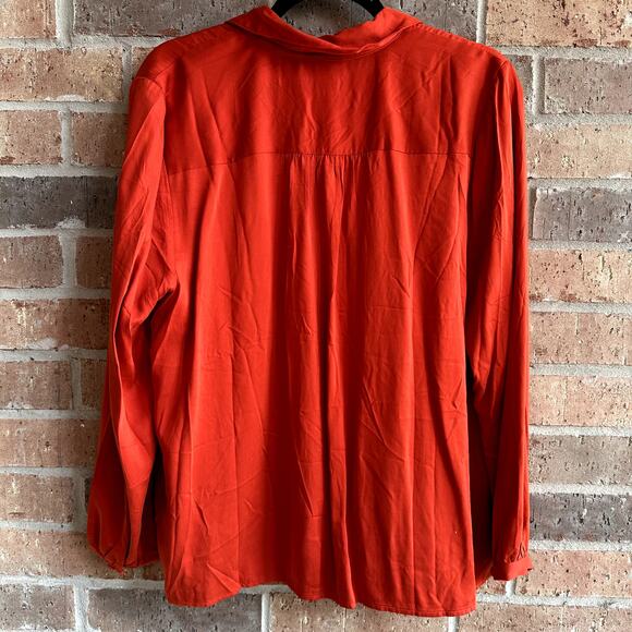 J Jill Womens Burnt Orange Modal Long Sleeve Button Up Blouse Size Petites Large - Picture 2 of 4